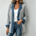 thumbnail image 5 of Fnooota Women's Shackets, Button Front Casual Collared Long Sleeve Denim Patchwork Ribbed Knit Shirt Jacket Gray Size L, 5 of 7