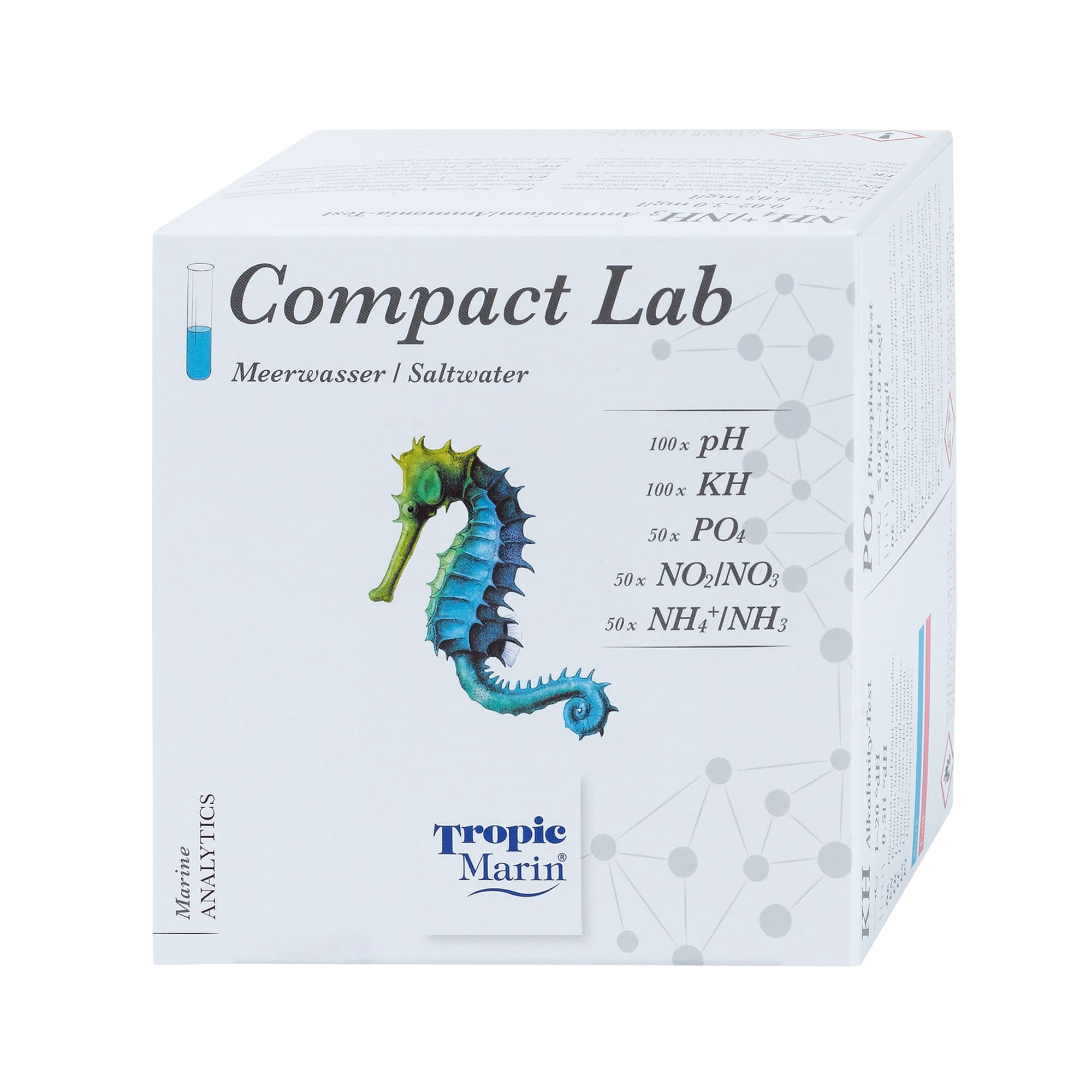 Tropic Marin Compact Lab: pH, KH, PO4, NO2, NO3, NH3M, NH4 Test Set, 0.5 lbs.