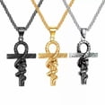 thumbnail image 2 of Mens Stainless Steel Egyptian Ankh Kundalini Snake Pendant Necklace Men, 2 of 6