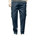thumbnail image 3 of DODADAWANJ Cotton Cargo Pants for Men with Multi Pockets Elastic Waist Tapered Pants Big and Tall Waist Bottom Casual Pants for Hiking Camping Climbing, 3 of 7
