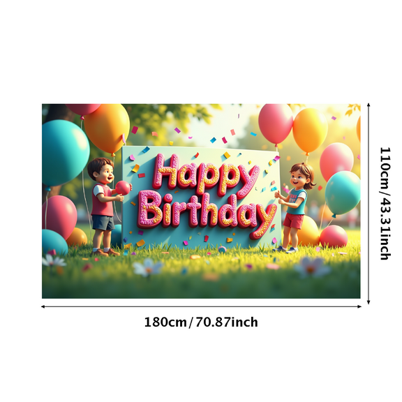 LUUFILx Kids Birthday Party Backdrop Banner Happy Birthday Decorations Photography Props Celebration Supplies Banner Background Fun Decor