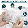 thumbnail image 3 of Juego de tazas de café de vidrio de 400ml con cuchara, taza de té con relieve transparente, café con leche, yogur, patrón de girasol y lunares, 2 uds., 3 of 5