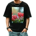 thumbnail image 2 of Plus Size Shirt for Women Black Tops for Women Short Sleeves Shirt for Women Tulip Flower T Shirt Crewneck Shirt for Women XS, 2 of 5