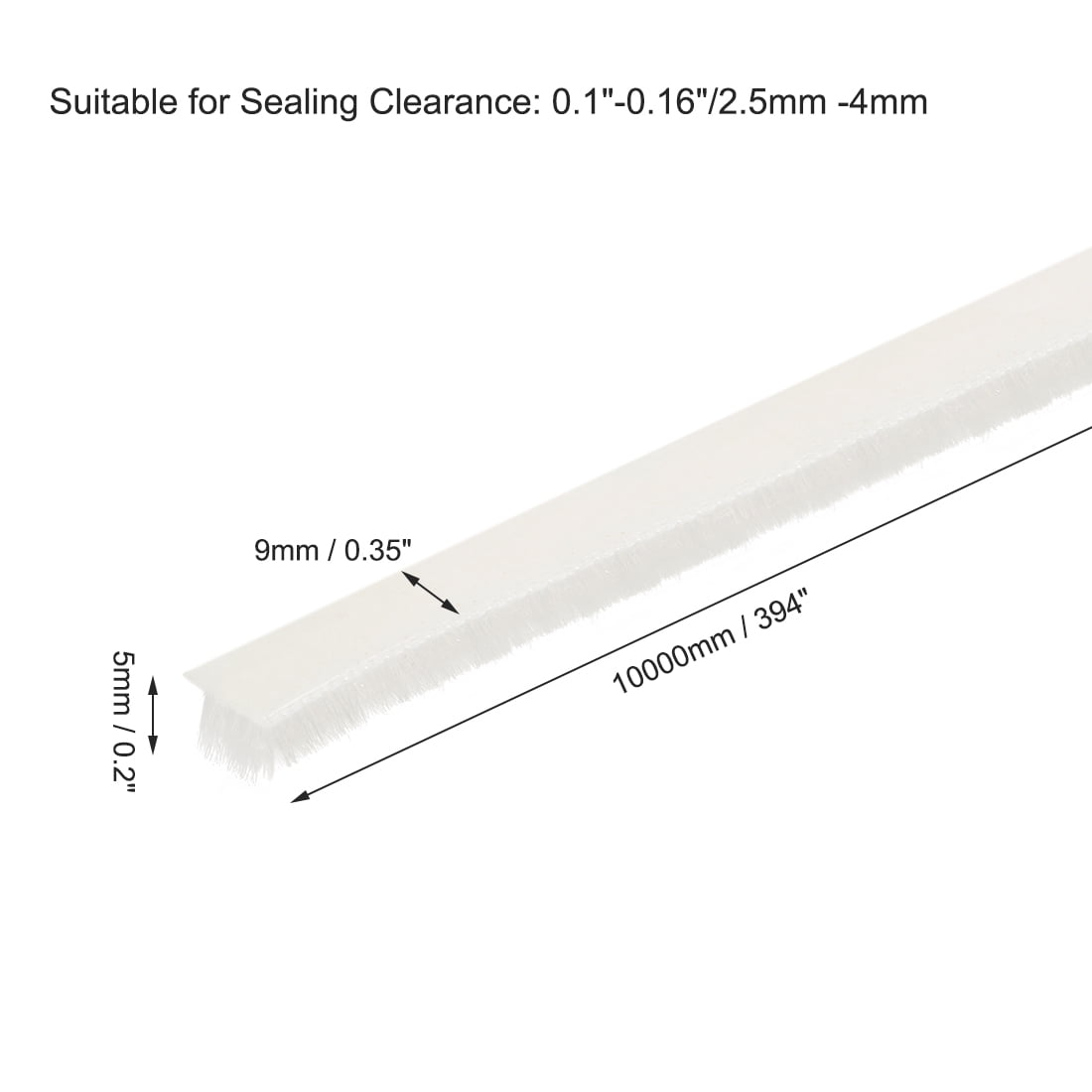 Unique Bargains Brush Weather Stripping, Adhesive Door Seal White 9mmx5mm