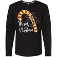 thumbnail image 3 of Inktastic Merry Christmas Red and Gold Candy Cane Long Sleeve T-Shirt, 3 of 5