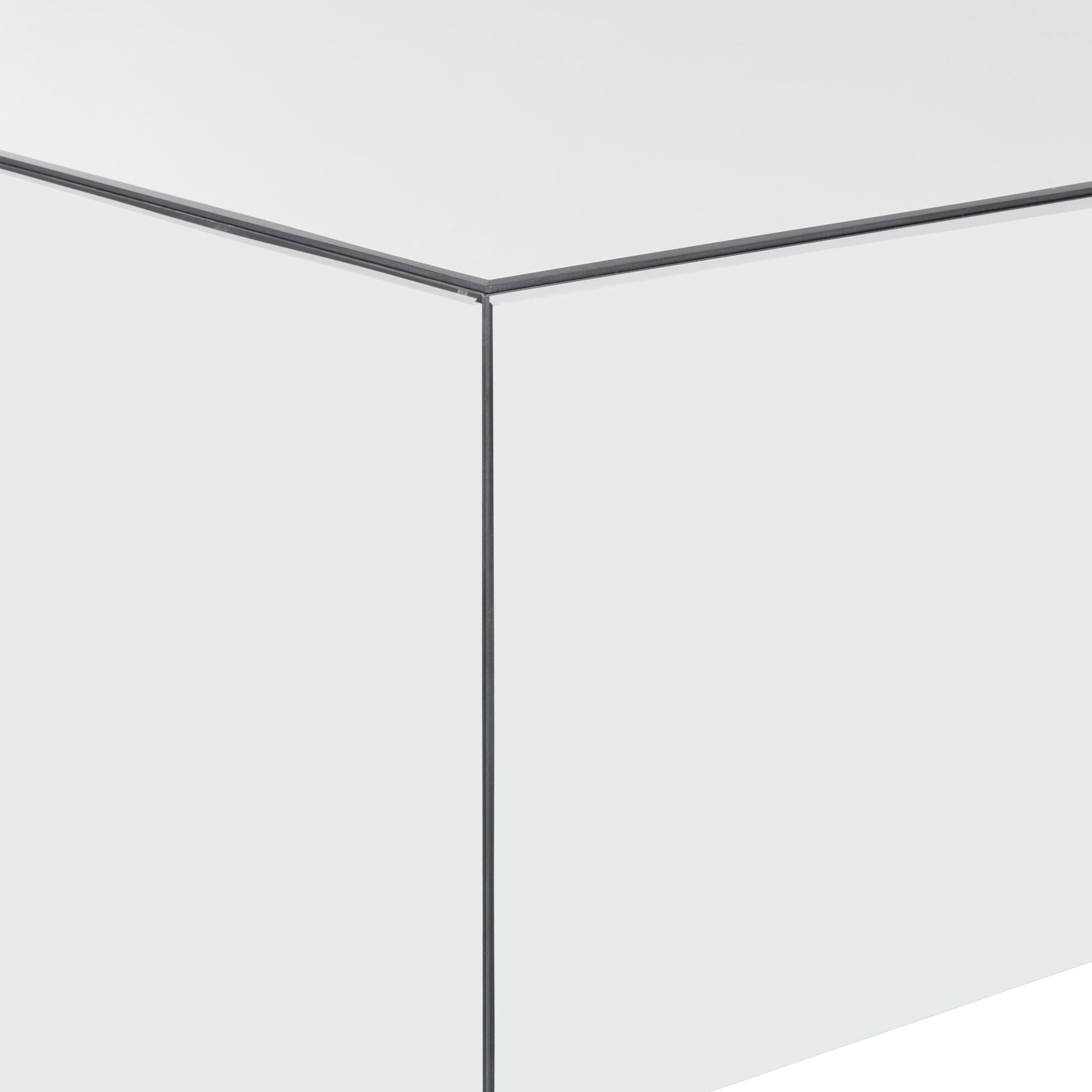 DecMode 47" x 18" Silver Glass Mirrored Rectangle Coffee Table with Black Elevated Base, 1-Piece
