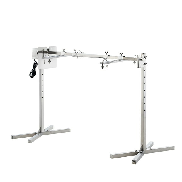 KFFKFF Rôtissoire Électrique, Ensemble de Gril, Charge de 46 Pouces 90 Lb, Moteur Auto 42 W, Hauteur Réglable, Rôtissoire à Ajustement Universel, Trousse en Acier Inoxydable, Tige de Broche et Garde-Chaleur pour Porc et Agneau
