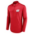 thumbnail image 2 of Men's Fanatics Red Wisconsin Badgers Tough Minded Quarter-Zip Top, 2 of 3