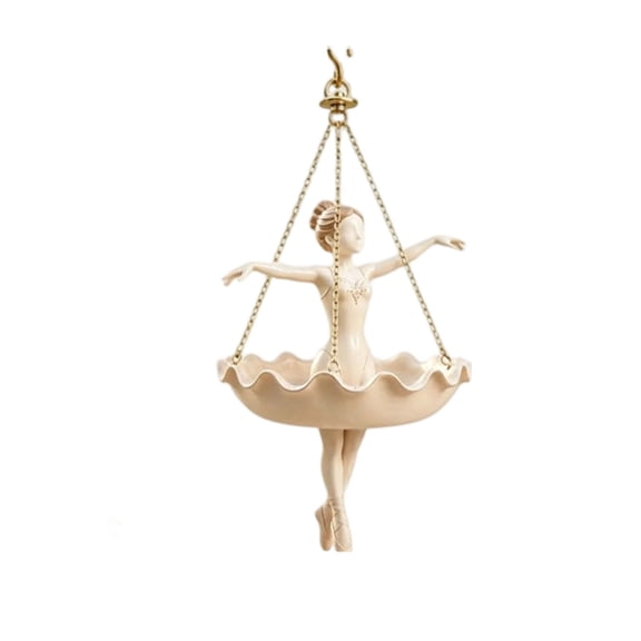 OutmaxHome Ballerina Hanging Flower Pot, Resin Ballerina Shaped Planter Basket, Decorative Hanging Plant Holder for Ivy, Succulents, Indoor Patio Balcony & Garden Wall Decoration
