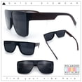 thumbnail image 2 of SA106 Flat Top Polarized Sunglasses for Men Square UV400 Thick Frame Woodgrain Temple Red Brown Wood Arms, 2 of 6