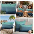 thumbnail image 4 of Outdoor Pillow Covers 16x16 Set of 2, Teal Blue Ombre Waterproof Patio Throw Pillow Covers for Couch Sofa Chair, Modern Abstract Art Texture Decorative Pillowcases for Throw Pillows, 4 of 9