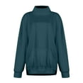 thumbnail image 5 of huaimei Women'S Winter Casual Pullover Sweatshirt Loose Fit with Side Slits, Solid Color Long-Sleeve Stand Collar Tops, 5 of 7