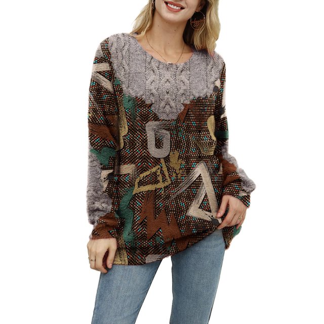 Jersey YESNO de punto extragrande estampado para mujer, 2XL S01