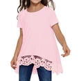 thumbnail image 2 of ZHUASHUM Kid Clothes For Girls Solid Color T Shirts Round Neck Short Sleeve Tees Trend Summer Casual Cute Shirts 5-6 Years Pink, 2 of 3