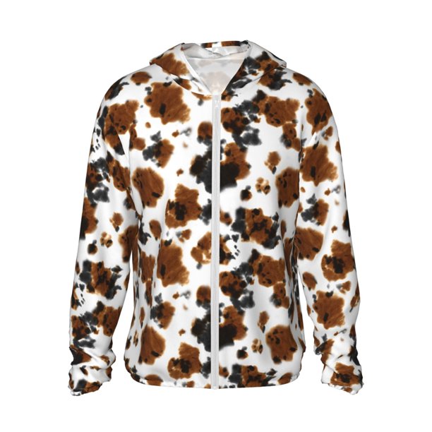 Fotbe Cow Tie Dye Chaqueta con Protección Solar UPF 50+ para Hombre y Mujer, Camisa con Capucha y Bolsillos-3X-Large