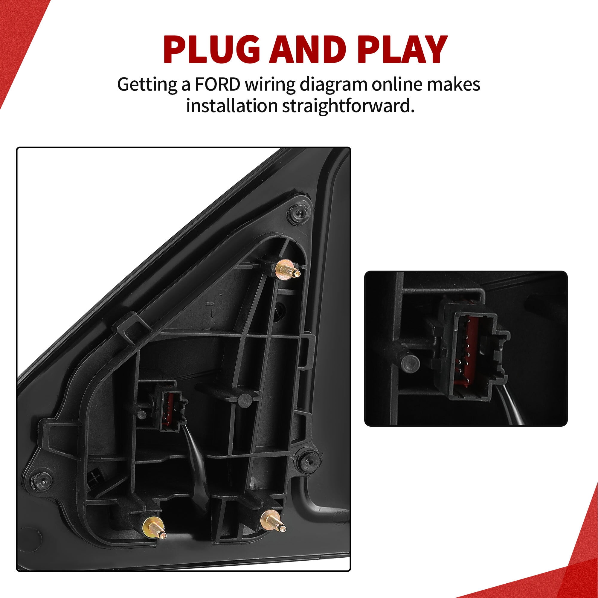 LEDKINGDOMUS Right Passenger Side Power Heated Door Mirror with Puddle Light & Turn Signal Compatible with Ford F150 2004 2005 2006 2007 2008 2009 2010 2011 2012 2013 2014 Black