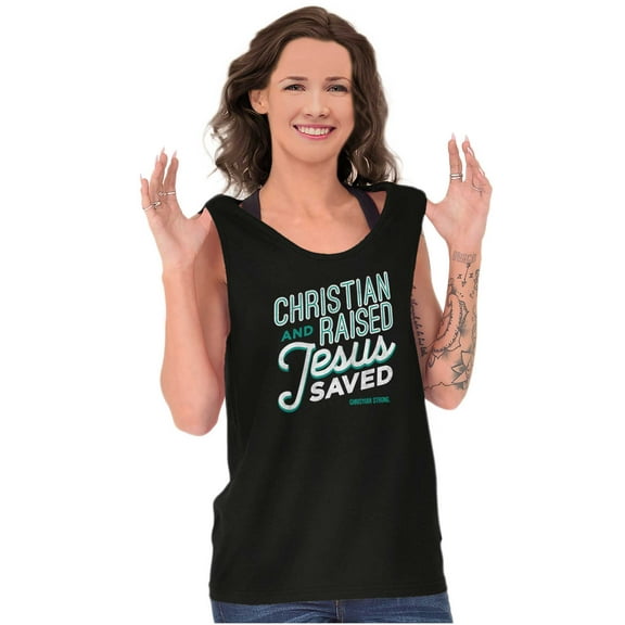 Christian Raised Jesus Religion Tank Top Tee Shirt Women Brisco Brands S