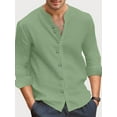 thumbnail image 4 of Men's Long Sleeve Shirts Band Collar Button Down Shirts Dress Shirts, 4 of 5