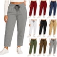 thumbnail image 1 of Pincandy Women's Plus Size Solid Color Fashion Elastic Waist Corduroy Wide Leg Pants with Pockets, Loose Fit, Casual & Daily Wear, 1 of 7
