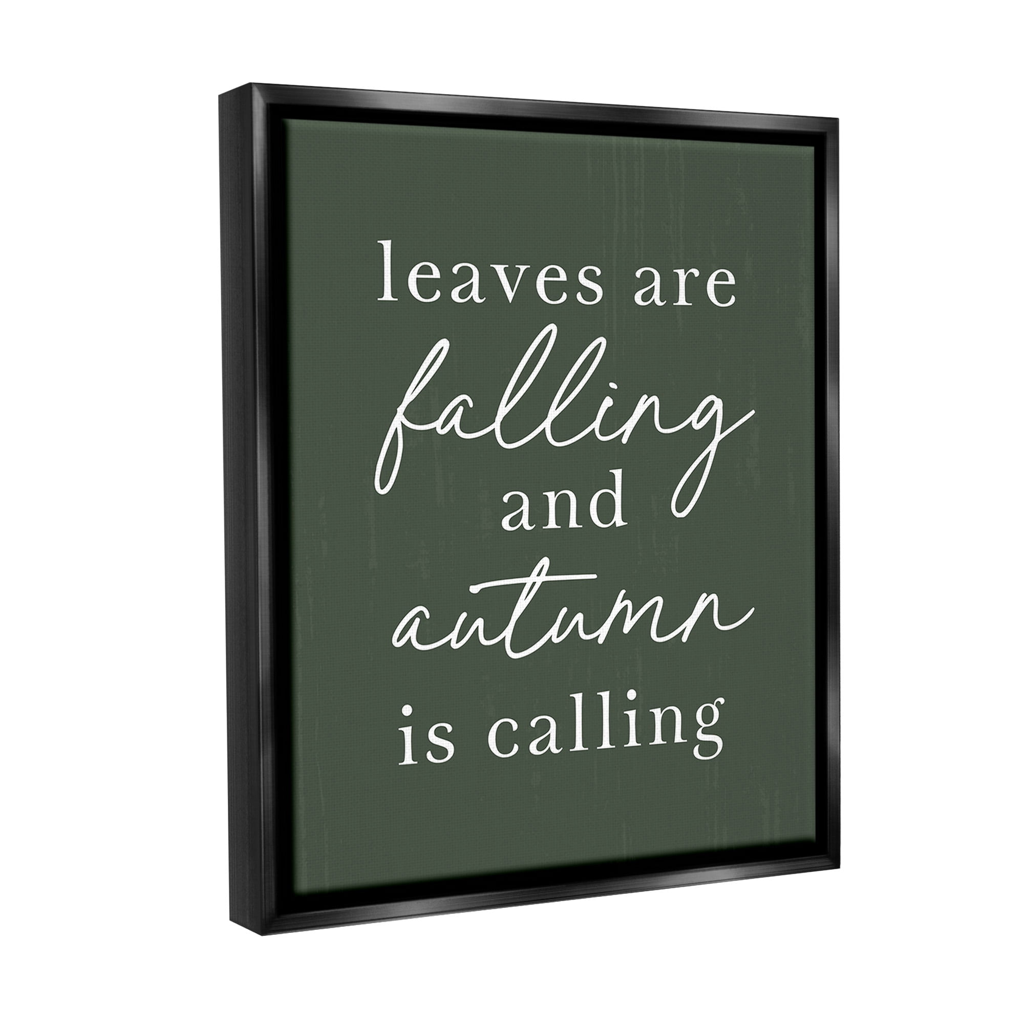 Stupell Industries Leaves Are Falling Holiday Painting Black Floater Framed Canvas Art Print Wall Art, 17 x 21