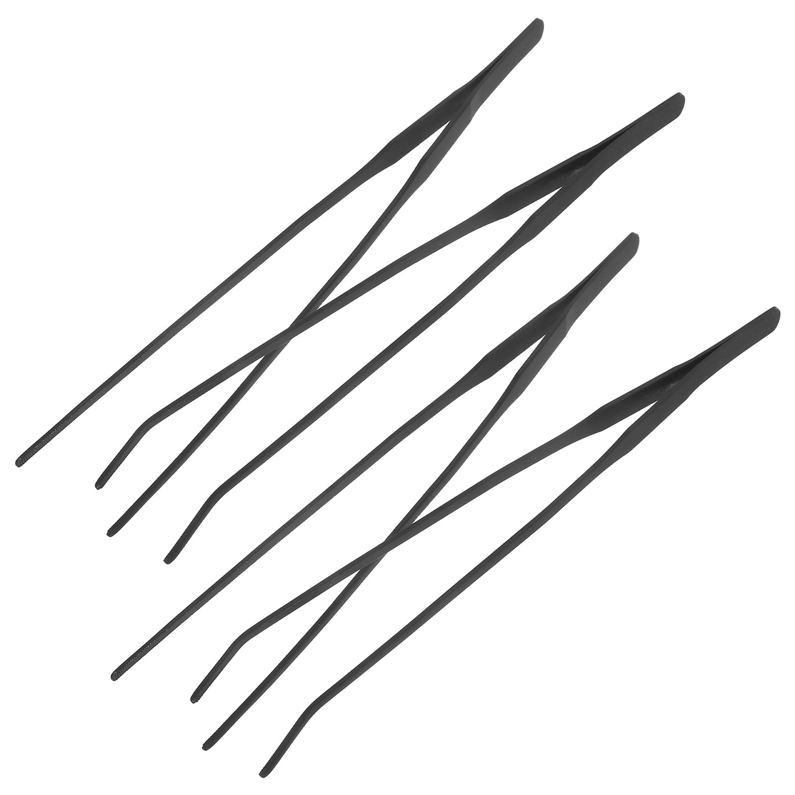 DECORNIJIA 4Pcs Black Stainless Steel Fish Tank Accessories Tweezers Set for Freshwater and Saltwater Use