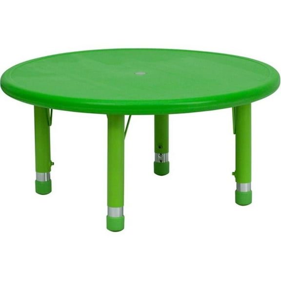 Maklaine 33" Round Height Adjustable Plastic Activity Table in Green