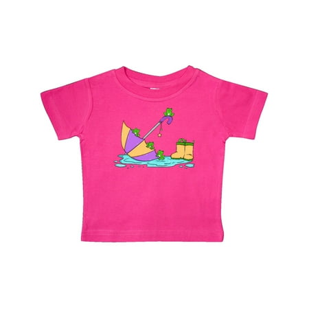 

Inktastic Cute Frogs in a Umbrella with Boots Gift Baby Boy or Baby Girl T-Shirt