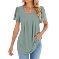 thumbnail image 3 of ZXSXSY Women's Square Neck Ruffle Short Sleeves Dressy Blouse, 3 of 4