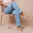 thumbnail image 6 of Cushionaire Trio Flip Flops for Women, Comfortable Beach Sandals with Braided Thong Strap, Memory Foam Footbed and Metallic Ring Accents, 6 of 23