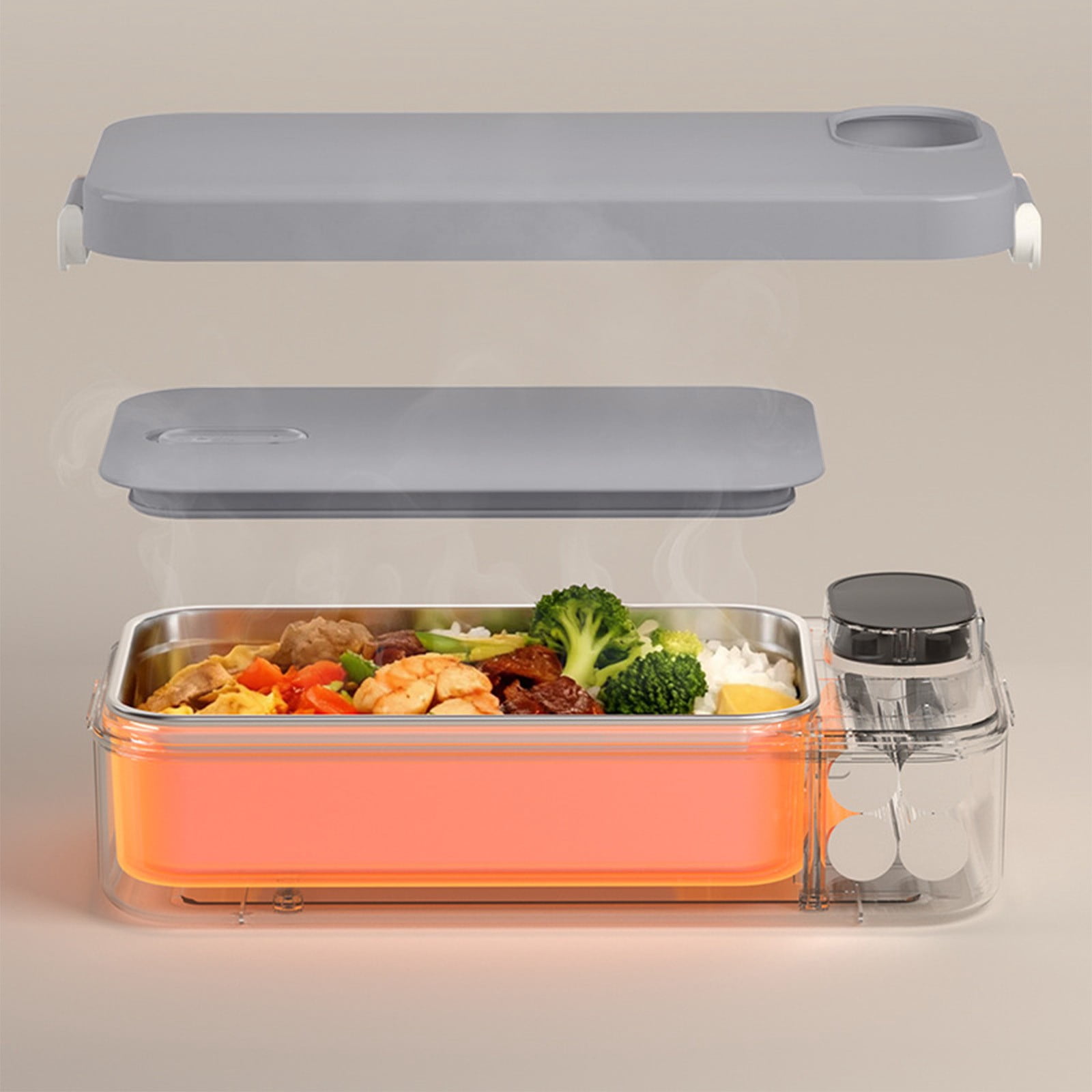 Iuhan Wireless USB Heated Lunch Box 900ml, Rechargeable Food Warmer, Adjustable Temperature Portable Insulated Bento Box For Office Car Travel, Electric Lunch Container, Meal Prep Heater
