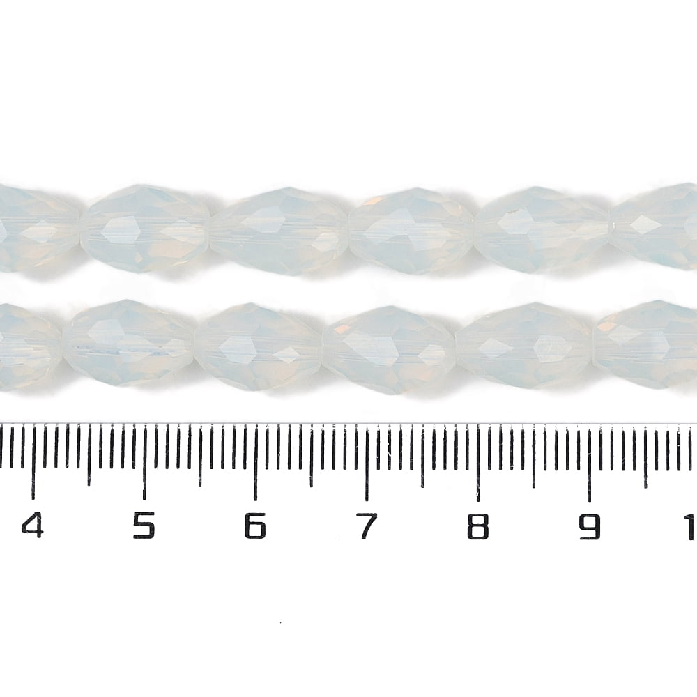 Electroplate Imitation Jade Glass Beads Strands Faceted Teardrop White 11.5x8mm Hole: 1.2mm about 55~57pcs/strand 25.59 inch(65cm)