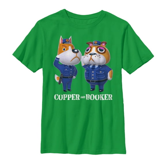 Boy's Nintendo Animal Crossing Police Dogs Graphic Tee Kelly Green Large
