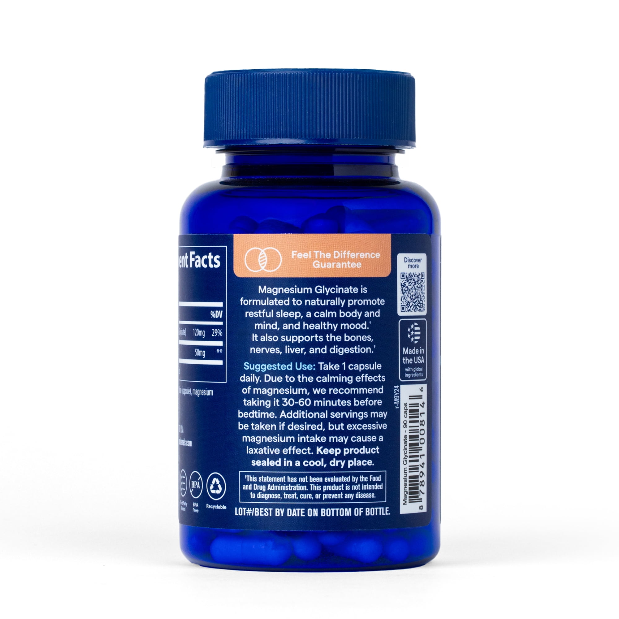 (3 pack) Trace Minerals Magnesium Glycinate Capsule Supplement for Healthy Sleep and Relaxation Support, 90 Count (90 Servings)