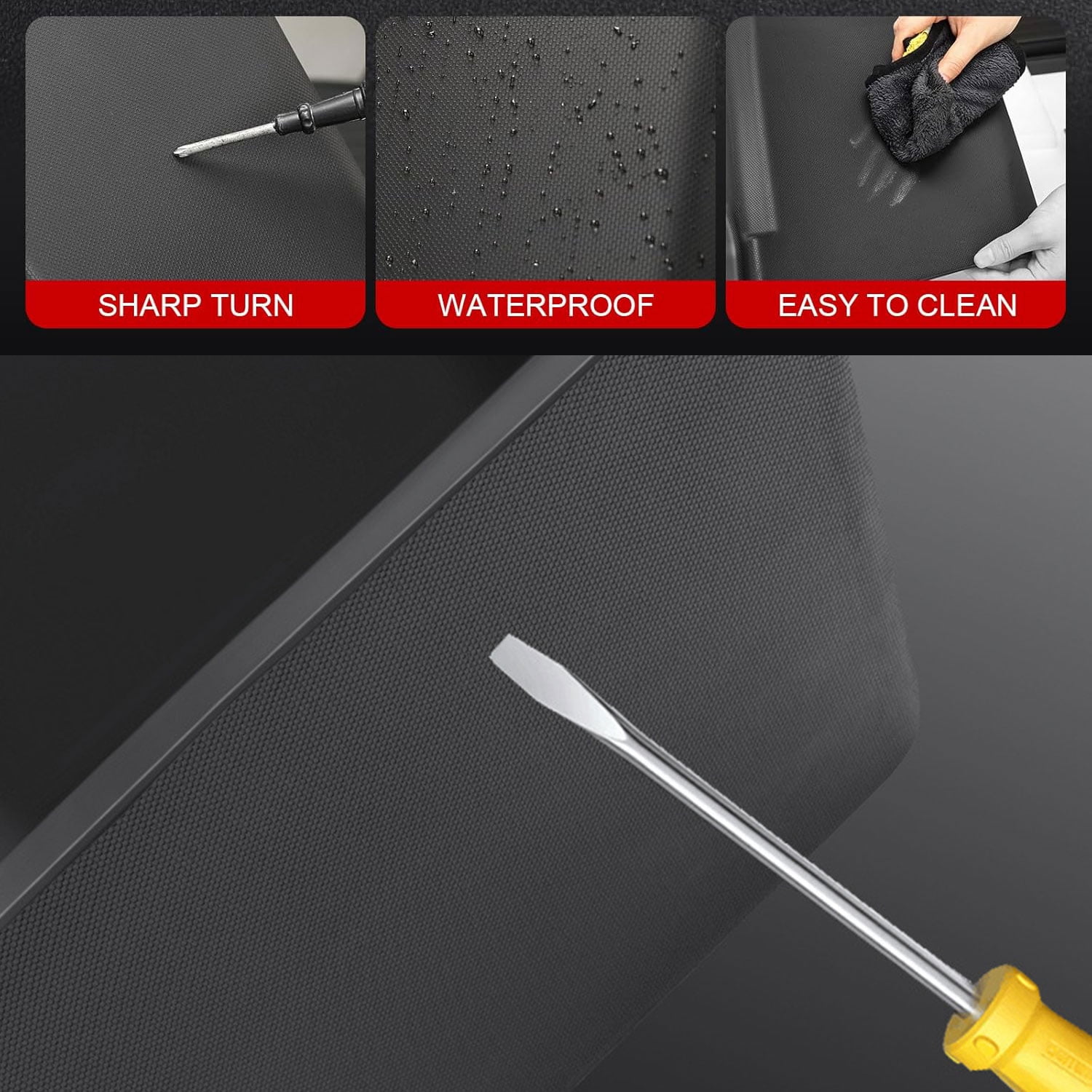 TJS for Tesla Model Y Juniper Rear Trunk Side Storage Bins with Carpeted Lid, TPE Organizers, Interior Accessories (2025–2026)