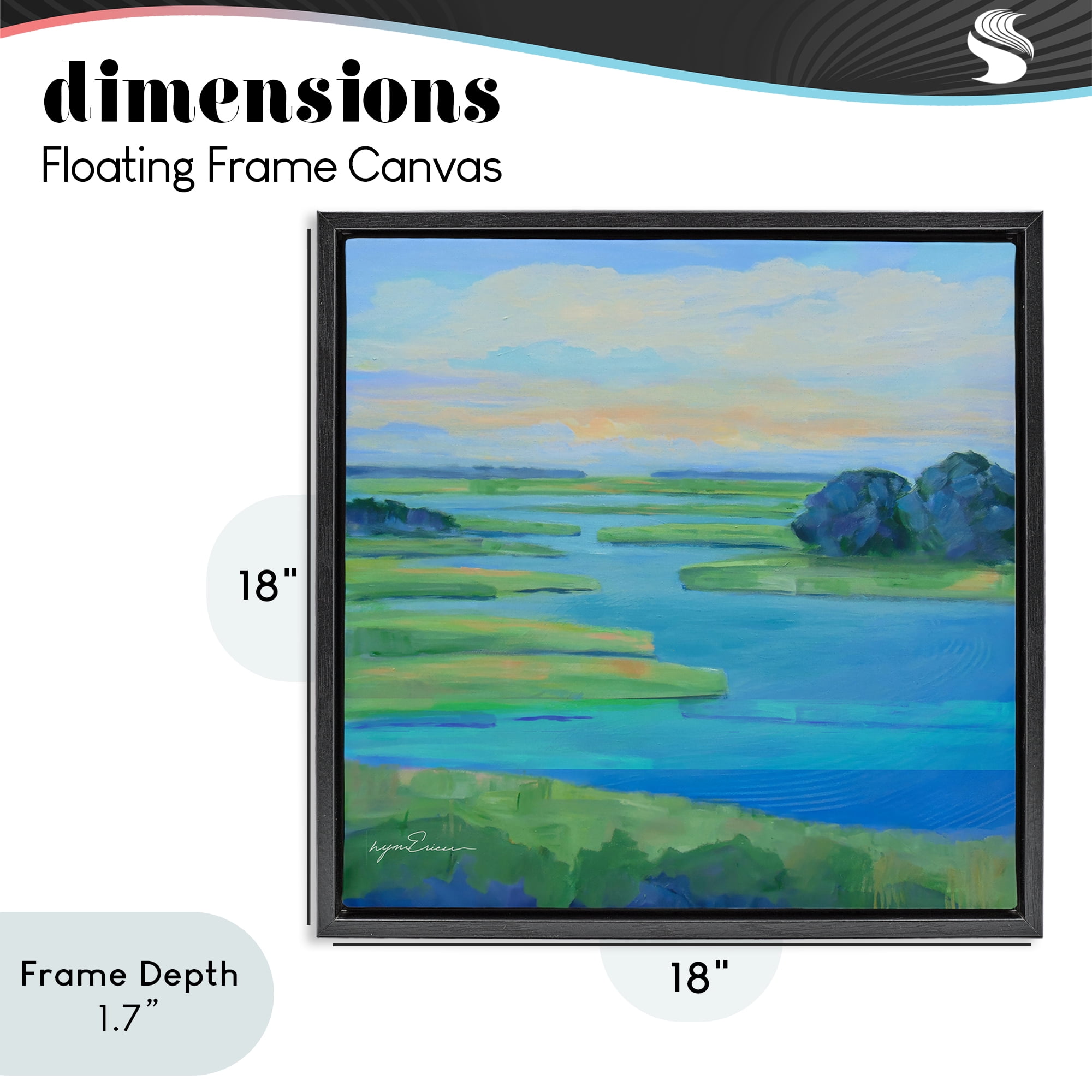 Stupell Industries Scenic Scarborough Marshes Black Framed Floater Canvas Wall Art, design by Lynn Ericson Fine Art