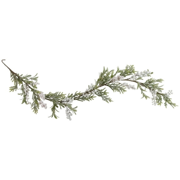 Northlight 5' x 7" Artificial Christmas Garland with Frosted Foliage and White Berries Unlit