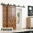 thumbnail image 2 of Homacer Black Rustic Double Track U-Shape Bypass Sliding Barn Door Hardware Kit, for Two/Double Doors, 11ft Long Flat Track, Diamond Design Roller, Heavy Duty, for Interior & Exterior Use, 2 of 6