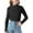 Black, variant on Arshiner Girls Lettuce Trim Mock Neck Long Sleeve Shirts Ribbed Knit Slim Fit Base Layer Tops Tees 160 Black