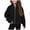 Black, variant on Unisex Boys Girls Long Sleeve Crew Neck Casual Outerwear, Soft Light Hoodless Loose Top for Spring Autumn Daily Medium Little Kids All Match Jacket Black 5-6 Years