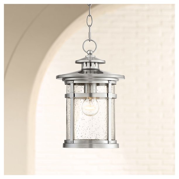 Franklin Iron Works Industrial Outdoor Lighting Hanging Lantern Chrome