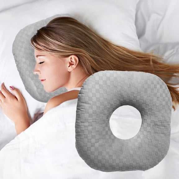 YMWVH Cotton O-Shaped Ear Piercing Pillow for Side Sleepers - Relieves Cnh, Pain & Inflammation (Ear Hole Design)