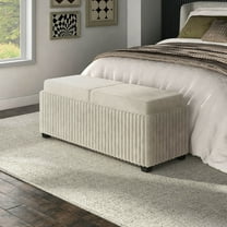 Furniture of America Terri Modern Corduroy Two Tray Tops Storage Ottoman, White