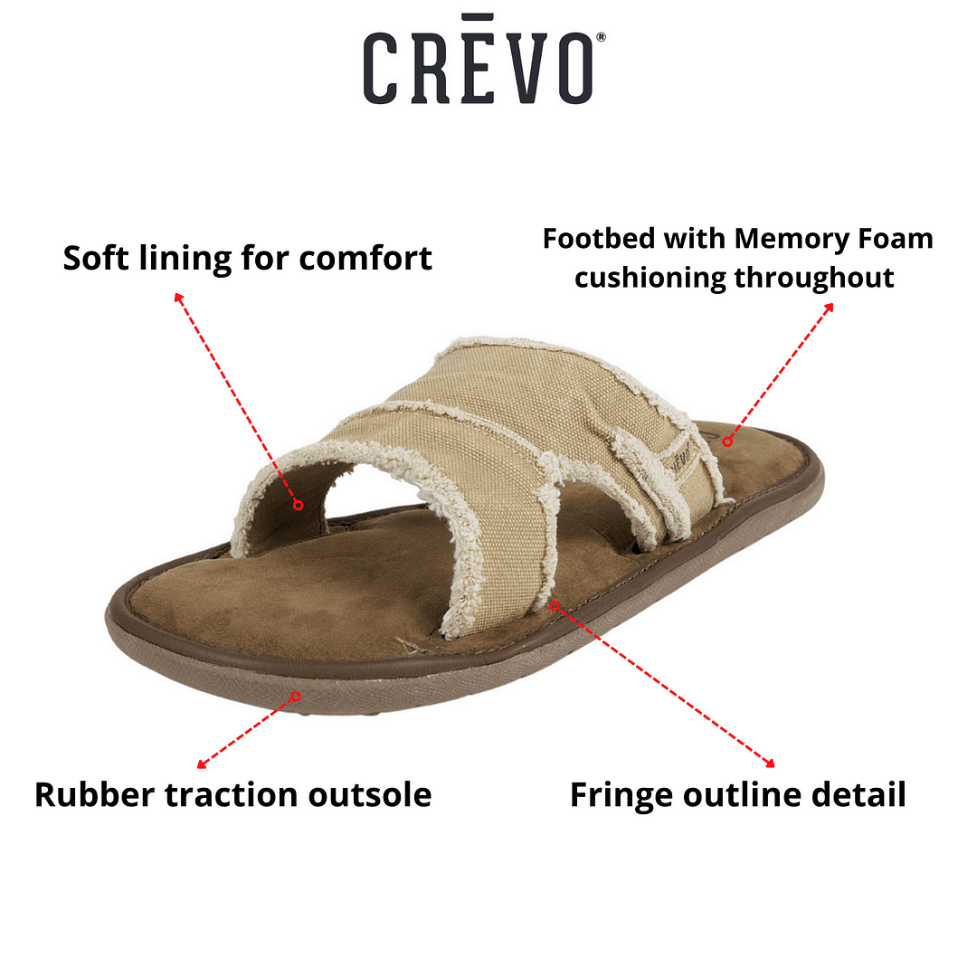 Crevo Baja II Men's Slide Sandals Memory Foam Frayed Hemp Design
