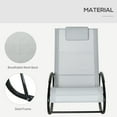 thumbnail image 3 of Outsunny Patio Rocking Chair, Outdoor Chaise Lounger with Headrest Pillow and Breathable Fabric for Backyard, Living Room, Deck and Poolside, Grey, 3 of 9
