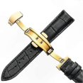thumbnail image 1 of 22mm Genuine Leather Watch Strap with Gold Butterfly Clasp for Men and Women, 1 of 4