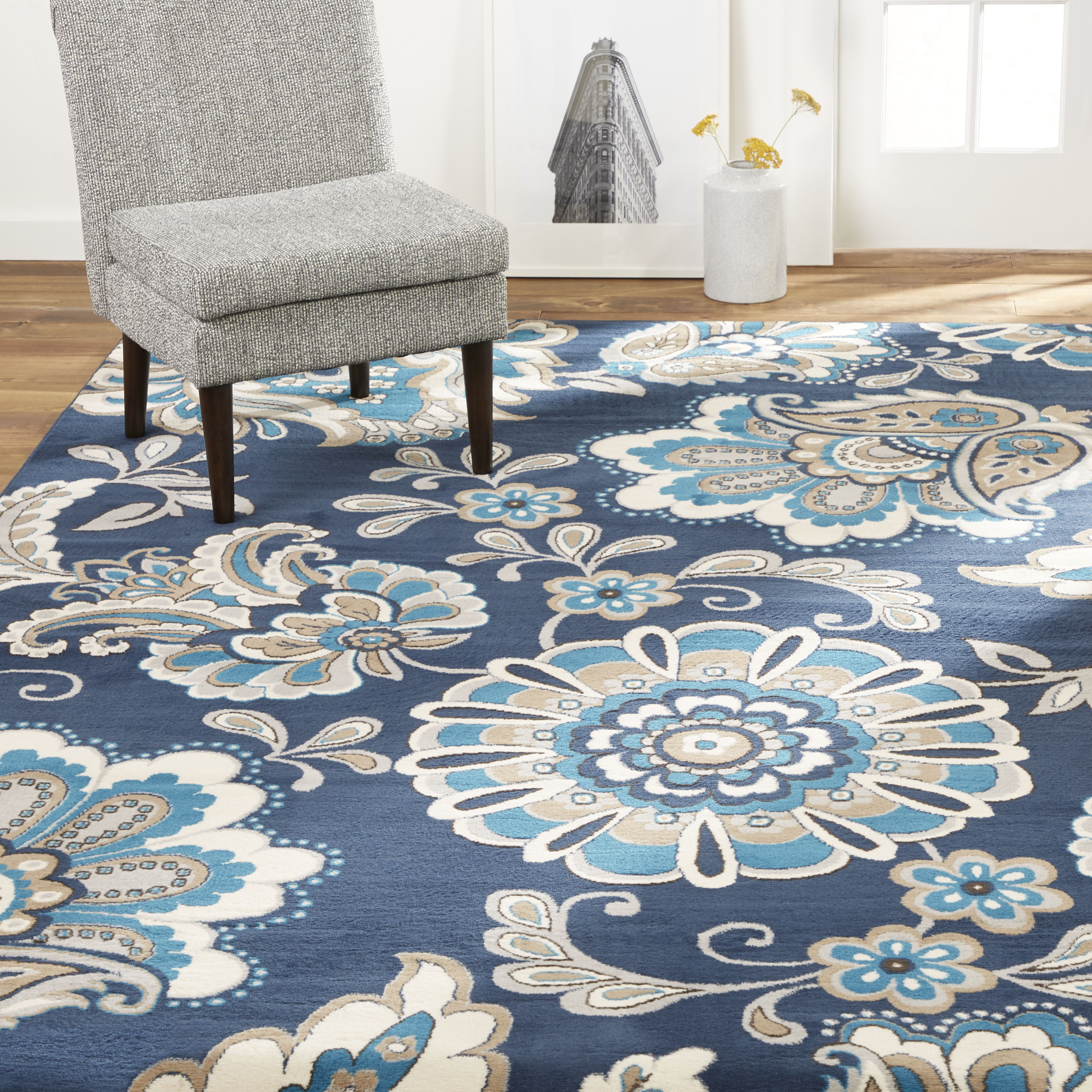 Home Dynamix Tremont Lincoln Floral Area Rug, Navy Blue, 7'10"x10'5