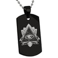 thumbnail image 2 of Tioneer Stainless Steel All Seeing Eye Sacred Lotus Engraved Dog Tag Pendant Necklace, 2 of 4