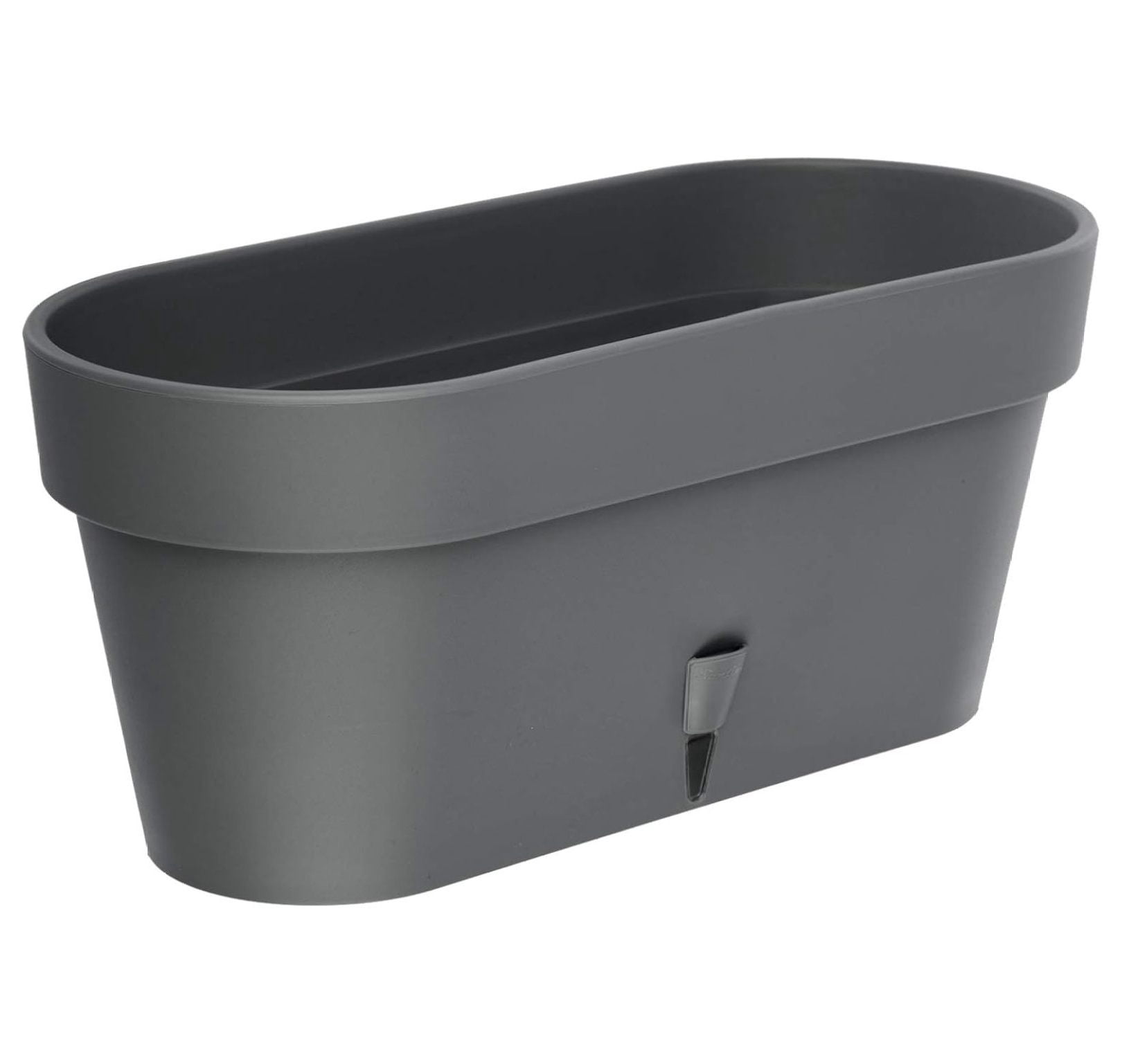 - Pack of 3 - Self Watering Window Box Planter - Indoor/Outdoor - Windowsill/Oblong Shape Plastic Planter with Bottom Watering and Water Level Indicator (15.6 Inch Long, Graphite)