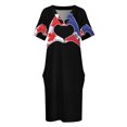 thumbnail image 4 of Vestido haitiano haitiano con bolsillos sueltos, estilo canadiense, con amor, corazón y paz, para mujer, falda para festival, vestido de verano para mujer 2025, 4 of 7