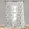 thumbnail image 5 of Ambesonne Retro Curtains, Roses Eucalyptus Leaves Art, Pair of 28"x95", Pale Ruby Reseda Green, 5 of 5
